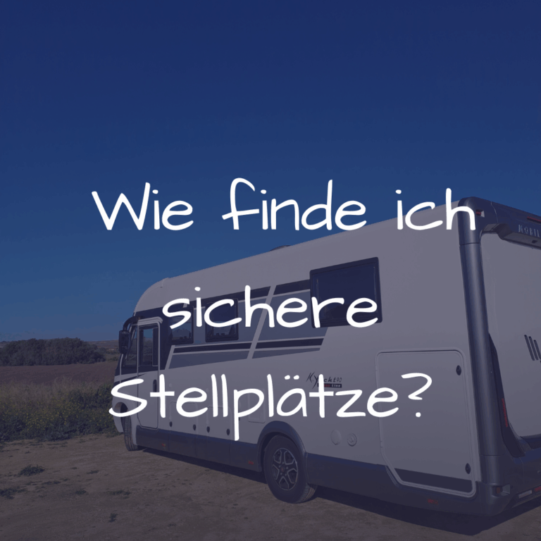 Alleinstehendes Wohnmobil auf einem ruhigen, geschützten Platz bei Sonnenuntergang – Symbolbild für sichere Stellplätze als Frau unterwegs.